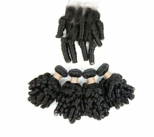 10A Grade Brazilian 3/4 Bundles Loose Bouncy Curl Human Hair bundles w - House of Diffusion