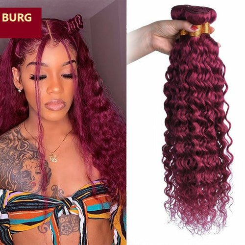 Burg 10A Grade Water Wave 1B/Burgundy BUNDLES with CLOSURES & FRONTAL - House of Diffusion