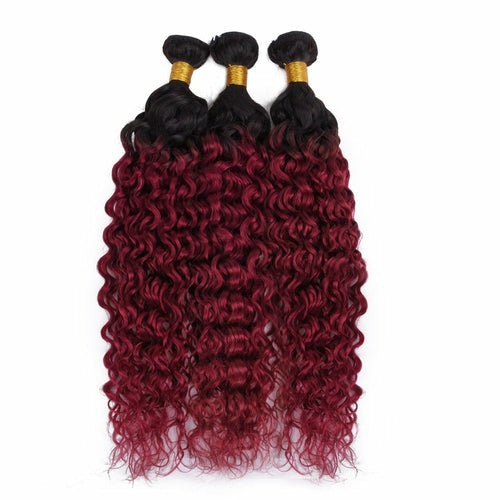 Burg 10A Grade Water Wave 1B/Burgundy BUNDLES with CLOSURES & FRONTAL - House of Diffusion