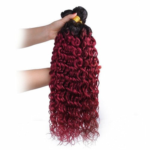 Burg 10A Grade Water Wave 1B/Burgundy BUNDLES with CLOSURES & FRONTAL - House of Diffusion