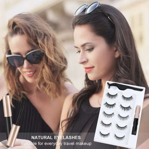 Liquid Eyeliner Magnetic False Eyelashes Set Five Pairs Of Glue - free - House of Diffusion