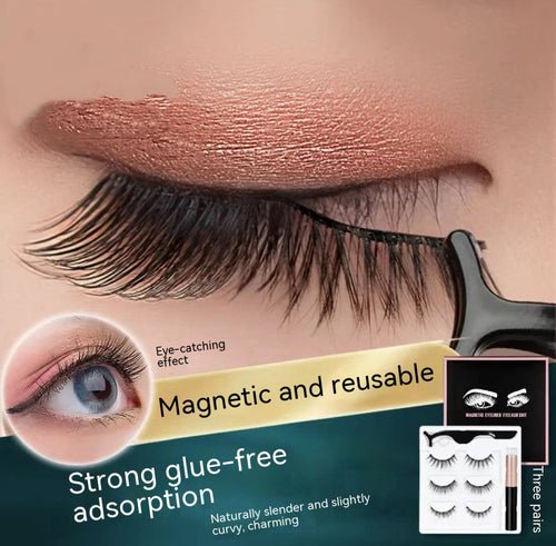 Liquid Eyeliner Magnetic False Eyelashes Set Five Pairs Of Glue - free - House of Diffusion