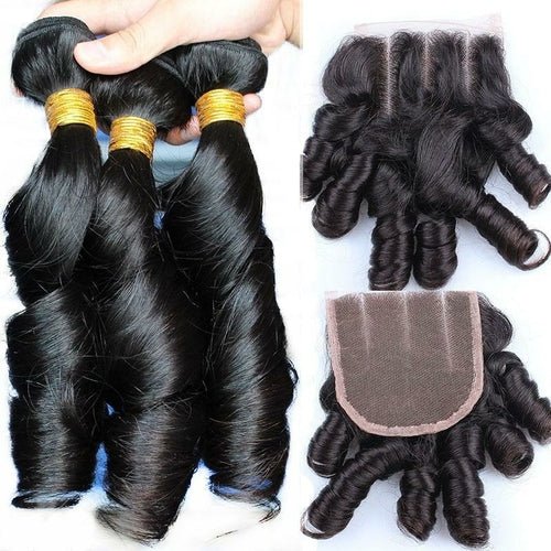 10A Grade 3/4 Romance Curl Fumi Human Hair bundles with 4x4 Closures & - House of Diffusion