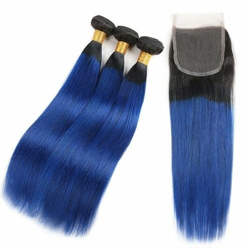 10A Grade Brazilian Blue Straight BUNDLES with CLOSURES & FRONTALS 1B - House of Diffusion
