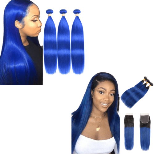 10A Grade Brazilian Blue Straight BUNDLES with CLOSURES & FRONTALS 1B - House of Diffusion