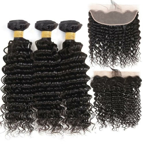BeuMax 10A Grade 3/4 Deep Wave bundles with 13x4 Frontal - House of Diffusion