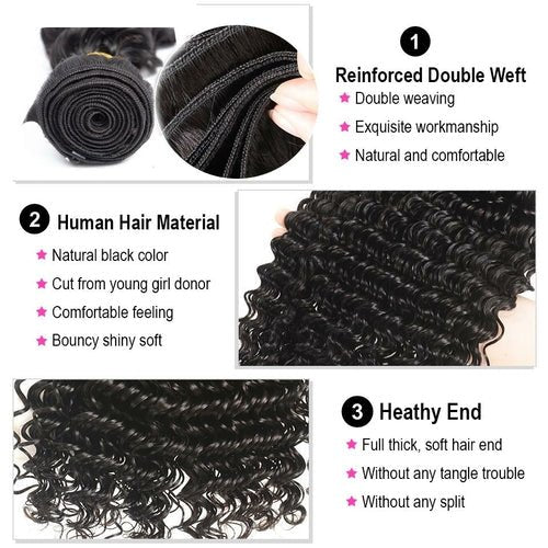 BeuMax 10A Grade 3/4 Deep Wave bundles with 13x4 Frontal - House of Diffusion