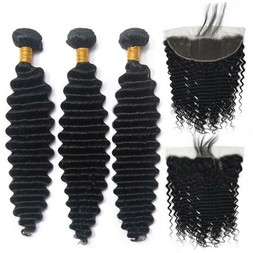 BeuMax 10A Grade 3/4 loose Deep wave bundles with 13x4 Frontal - House of Diffusion