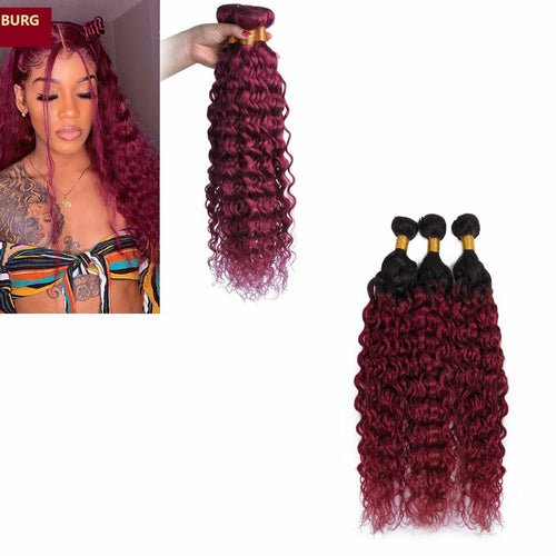 Burg 10A Grade Water Wave 1B/Burgundy BUNDLES with CLOSURES & FRONTAL - House of Diffusion