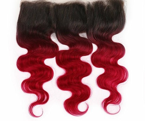 Burgundy 10A Grade Body Wave 1B/Burgundy BUNDLES with CLOSURES & FRON - House of Diffusion