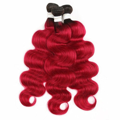 Burgundy 10A Grade Body Wave 1B/Burgundy BUNDLES with CLOSURES & FRON - House of Diffusion