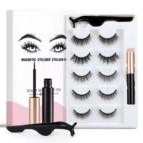 Liquid Eyeliner Magnetic False Eyelashes Set Five Pairs Of Glue - free - House of Diffusion