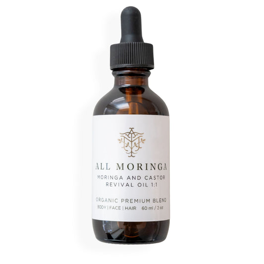 Premium Moringa & Castor Revival Oil with Vitamin E Cold Pressed Organic for Face, Body and Hair 2 oz - House of Diffusion