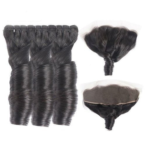 Super Double Drawn 12A Grade Romance Curl BUNDLES with CLOSURES & FRON - House of Diffusion